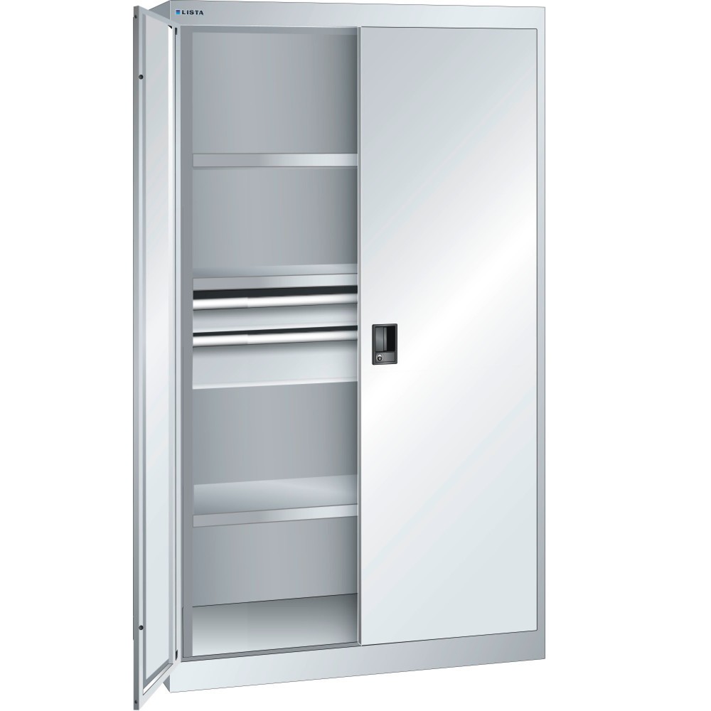 Armoire à charge lourde LISTA 54x27E, (lxPxH) 1 100x641x1 950 mm, 2 tiroirs, gris clair, KEY Lock