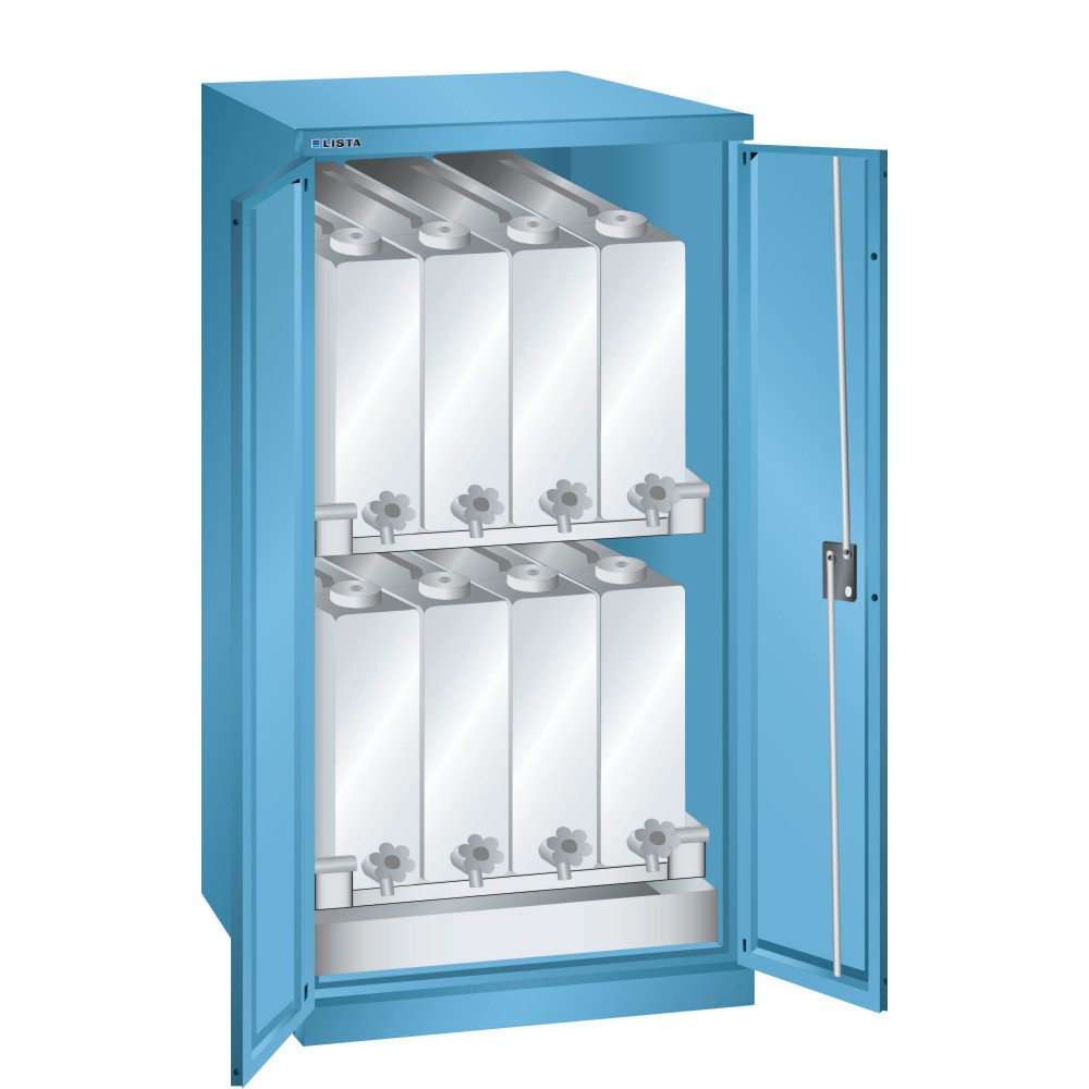 Armoire à liquides LISTA, (lxPxH) 717x753x1 450 mm, 2 étagères pour bidons, bleu clair