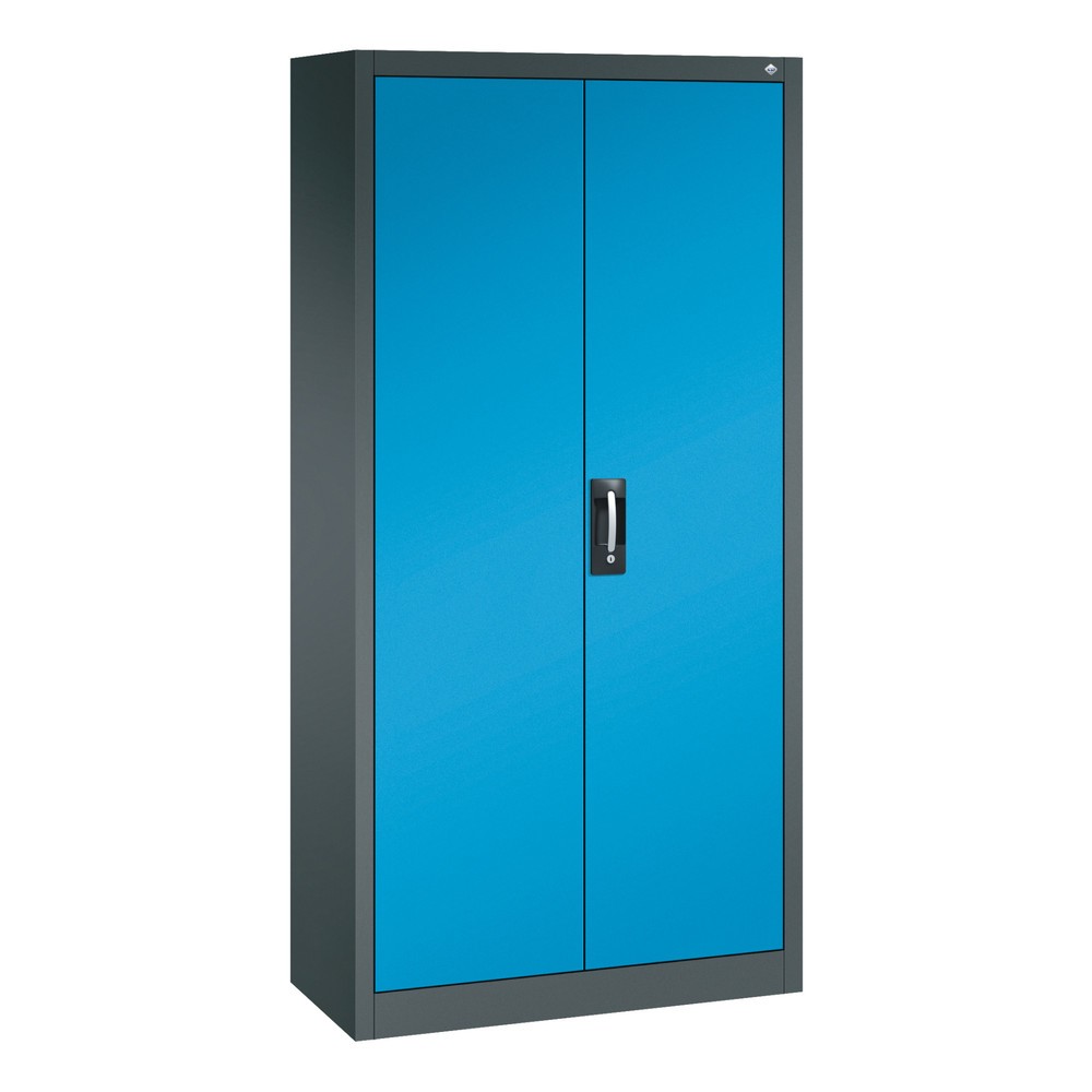 Armoire à portes battantes avec 21 compartiments, H x l x P 1 950 x 930 x 400 mm, gris anthracite, bleu clair