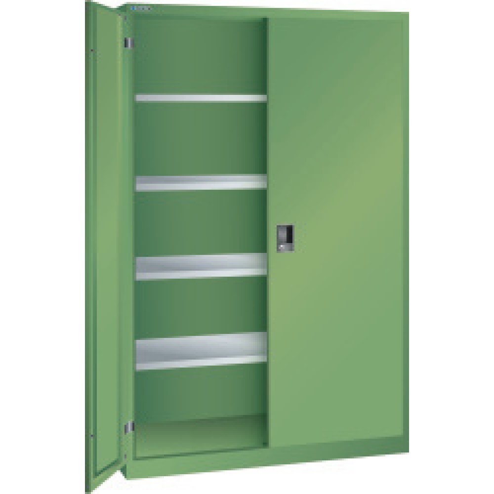 Armoire à portes battantes avec 4 étagères galvanisées, H x l x P 1 950 x 1 250 x 400 mm, vert réséda, vert réséda