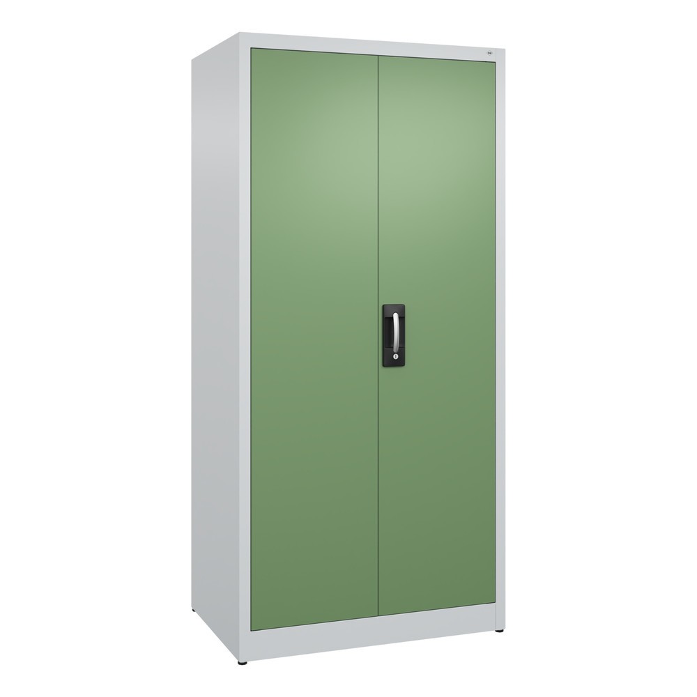 Armoire à portes battantes C+P, 5 niveaux, H x l x P 1950 x 930 x 600 mm, vert réséda, gris clair