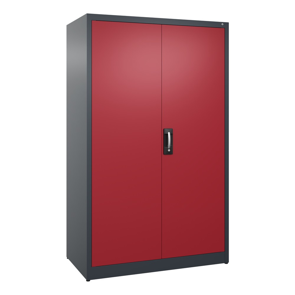 Armoire à portes battantes C+P, 5 niveaux, H x l x P 1950 x 1 200 x 600 mm, gris anthracite, rouge rubis