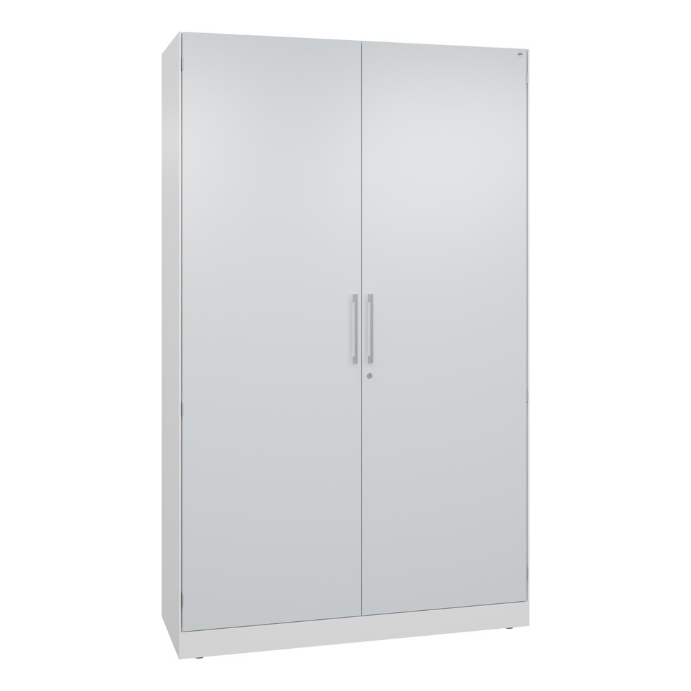 Armoire à portes battantes C+P Asisto, 5 hauteurs de classeur, largeur 1 200 mm, blanc signalisation, gris clair