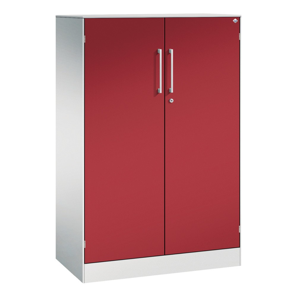 Armoire à portes battantes C+P Asisto, 3 hauteurs de classeur, largeur 800 mm, gris clair, rouge rubis