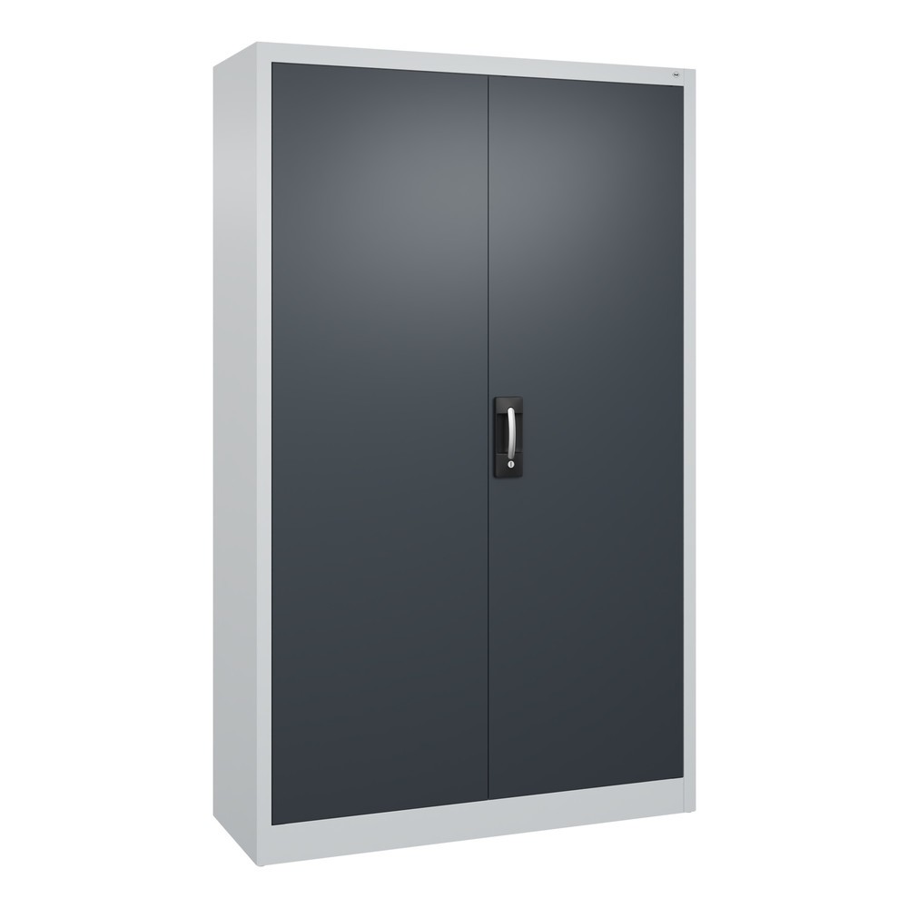 Armoire à portes battantes d’atelier C+P avec 4 tablettes, H x l x P 1 950 x 1 200 x 400 mm, gris clair, gris anthracite