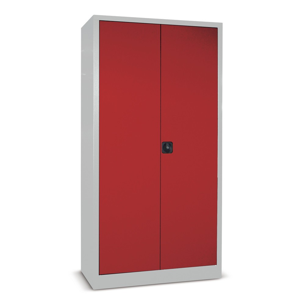 Armoire à portes battantes PAVOY, 4 tablettes, H x l x P 1 950 x 1 200 x 600 mm, rouge feu, gris clair