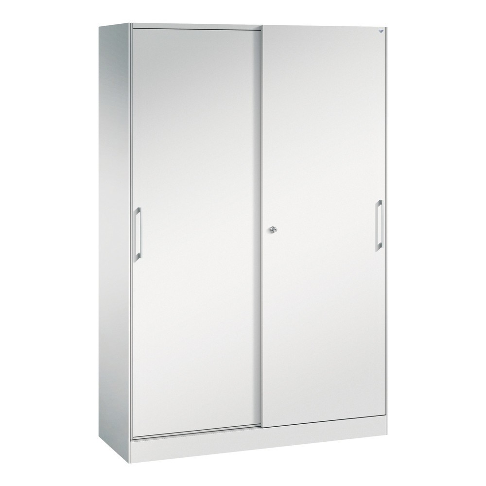 Armoire à portes coulissantes C+P Asisto, 5 hauteurs de classeur, largeur 1 200 mm, gris clair, gris clair