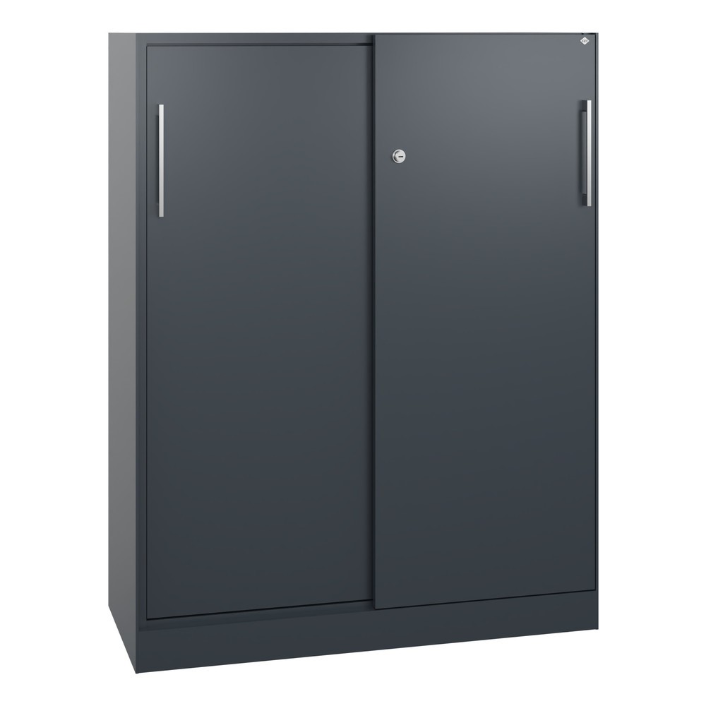 Armoire à portes coulissantes C+P Asisto, 3 hauteurs de classeur, largeur 1 000 mm, gris anthracite, gris anthracite