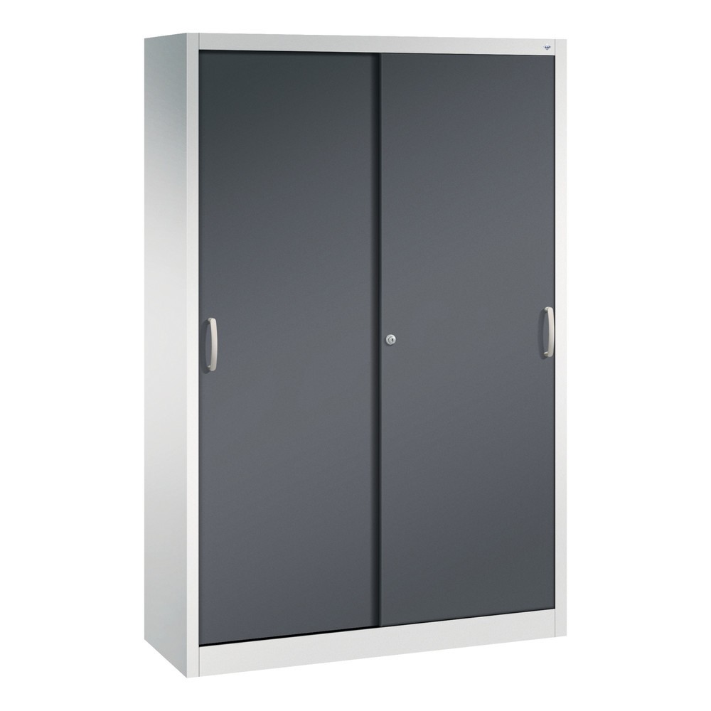 Armoire à portes coulissantes, H x l x P 1 950 x 1 200 x 400 mm, gris clair, gris noir