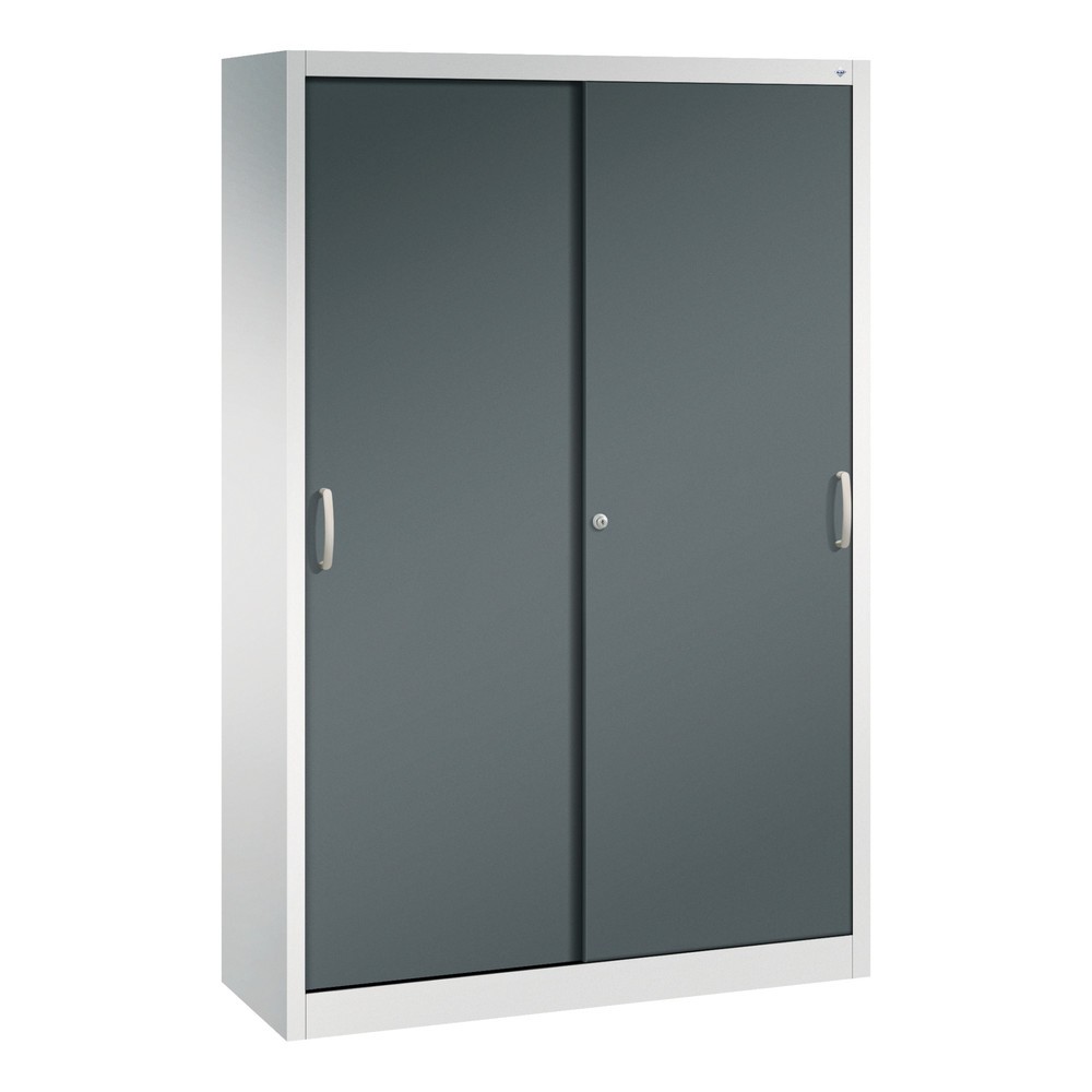 Armoire à portes coulissantes, H x l x P 1 950 x 1 200 x 400 mm, gris clair, gris anthracite