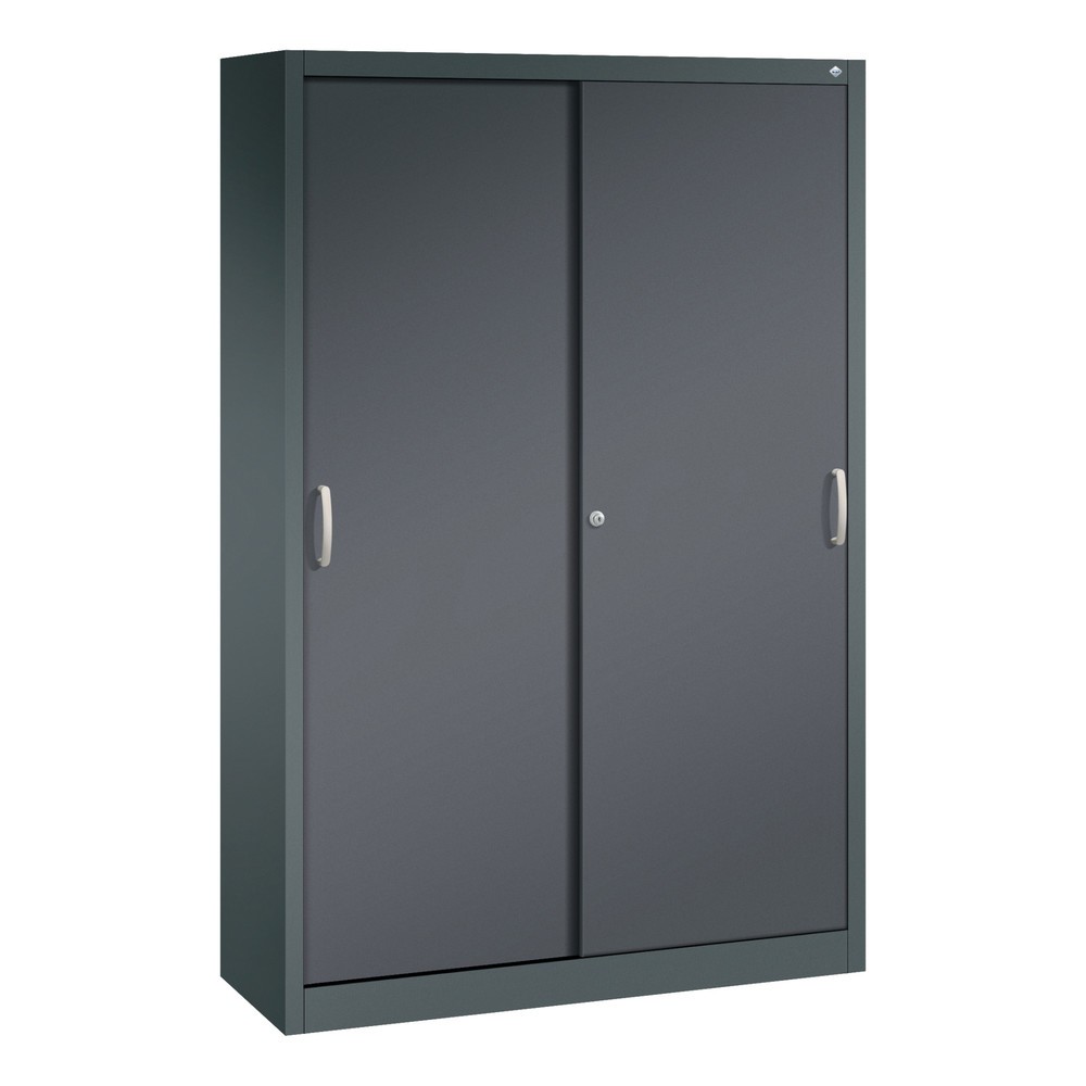 Armoire à portes coulissantes, H x l x P 1 950 x 1 200 x 400 mm, gris anthracite, gris noir