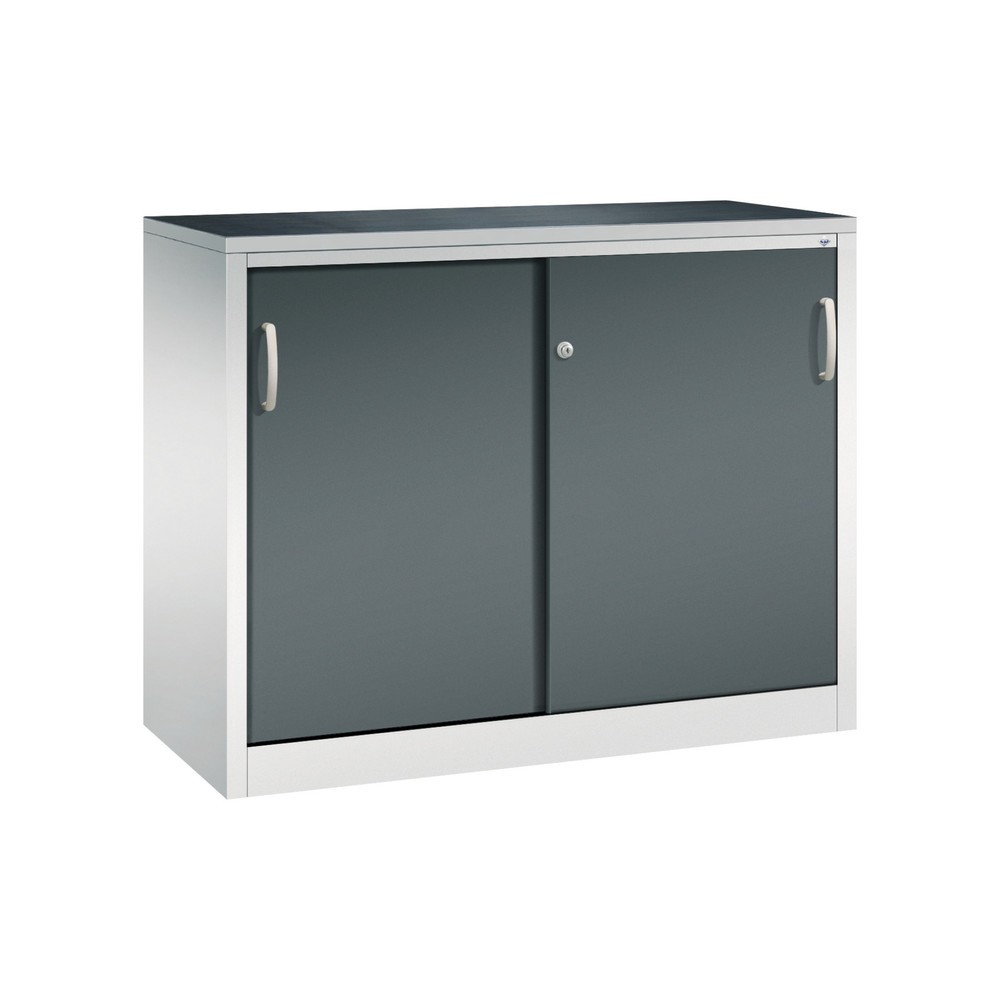 Armoire à portes coulissantes pour charges lourdes C+P, H x l x P 1 000 x 1 200 x 500 mm, gris clair, gris anthracite