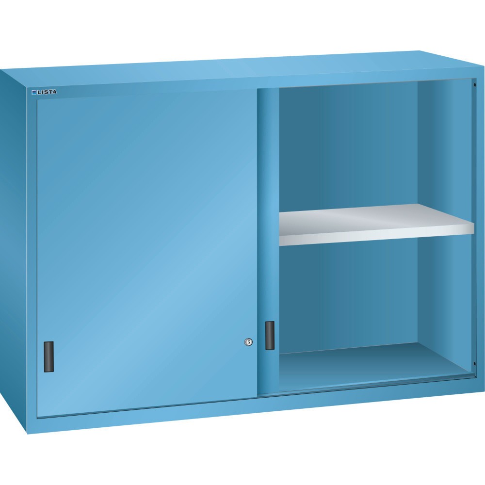 Armoire à poser LISTA à portes coulissantes 78x27E, (lxPxH) 1 431x572x1 000 mm, bleu clair