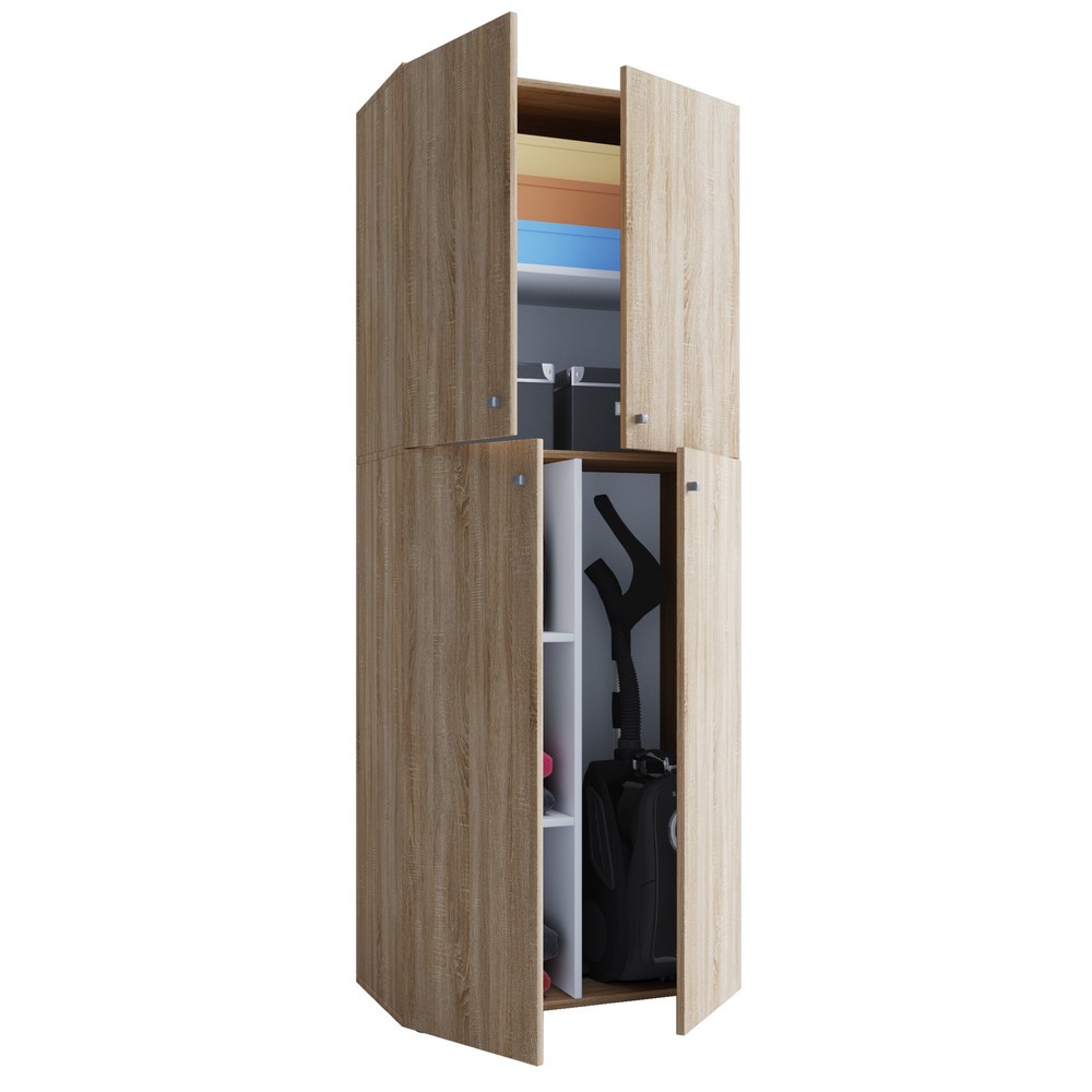 Armoire à produits d’entretien Lona, chêne Sonoma