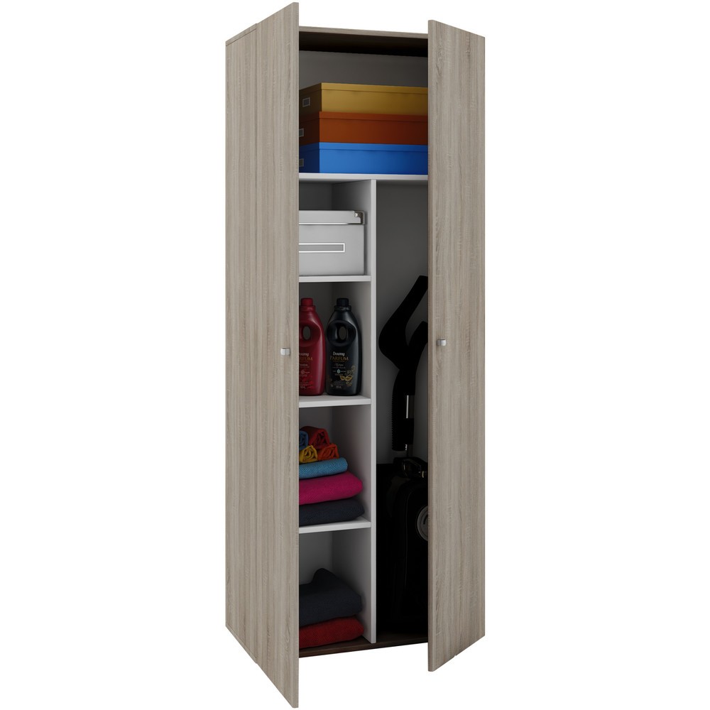 Armoire à produits d’entretien Vandol II, avec portes, chêne Sonoma