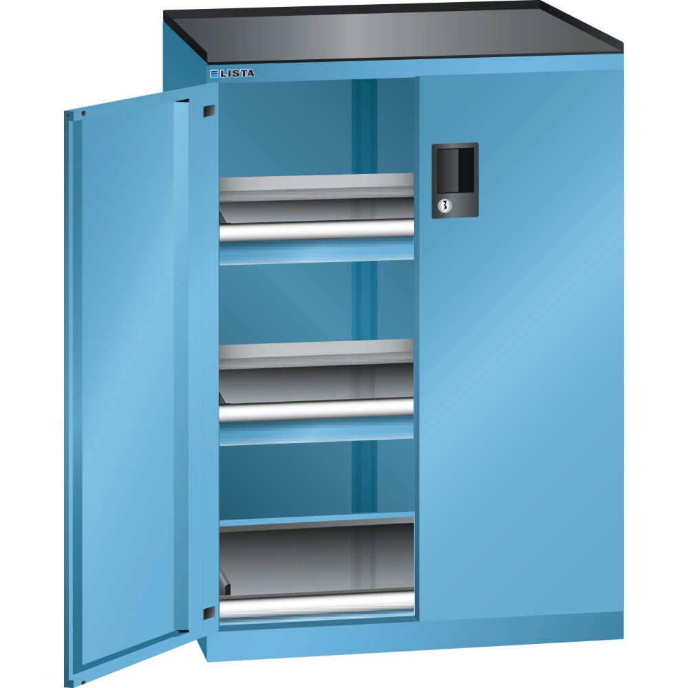 Armoire à tiroirs LISTA 36x27E, (lxPxH) 717x600x1 020 mm, 2 tiroirs, 2 x 75, bleu clair, KEY Lock