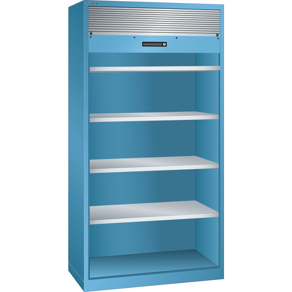 Armoire à volet LISTA, (lxPxH) 1 000x580x1 950 mm, 4 étagères réglables, bleu clair