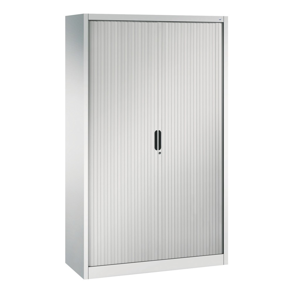 Armoire à volet roulant C+P, 5 hauteurs de classeur, largeur 1 200 mm, gris clair