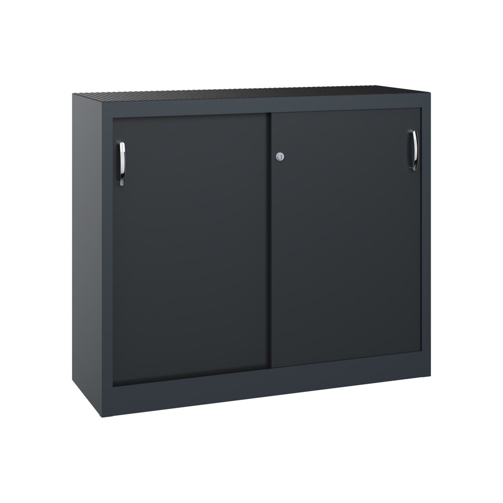 Armoire d’appoint d’atelier C+P avec 1 tablette, H x l x P 1 000 x 1 200 x 400 mm, gris anthracite, gris noir