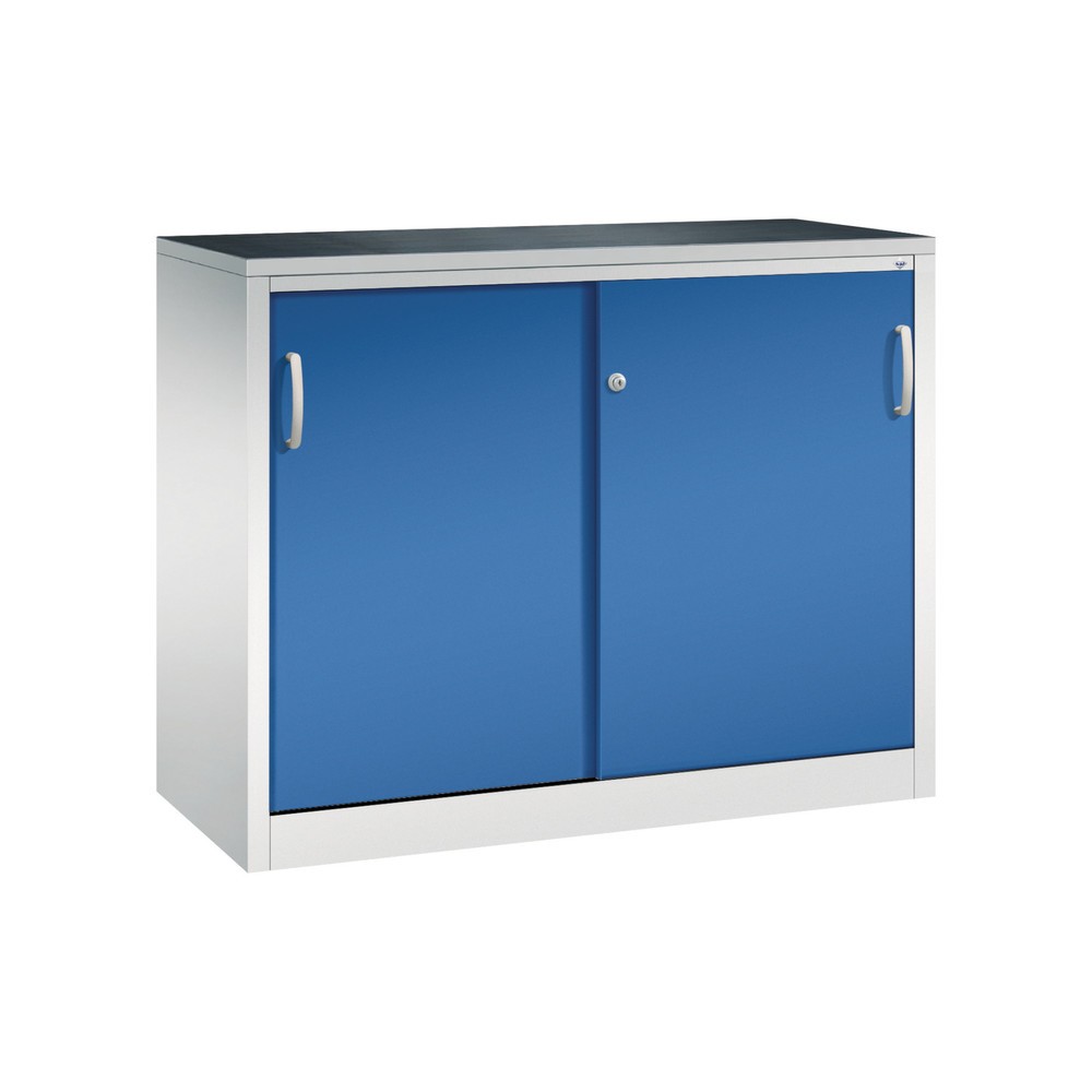 Armoire d’appoint d’atelier C+P avec 1 tablette, H x l x P 1 000 x 1 200 x 500 mm, gris clair, bleu gentiane