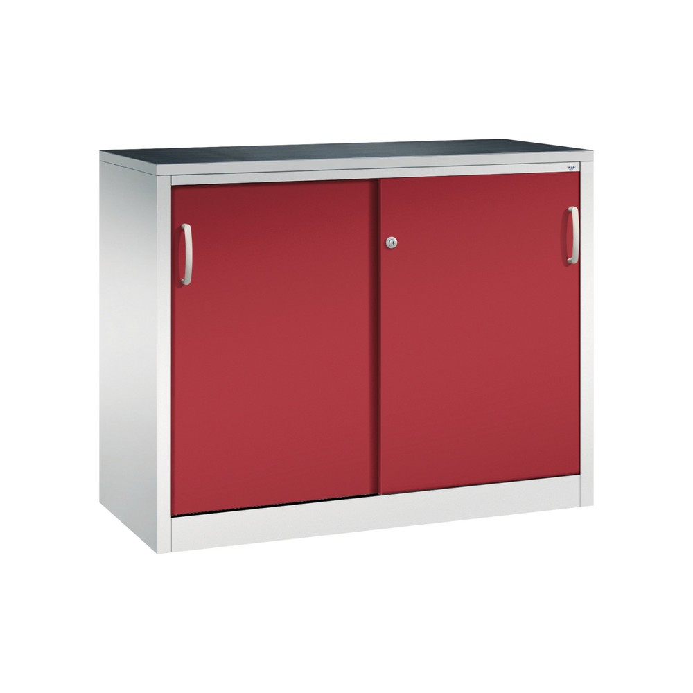 Armoire d’appoint d’atelier C+P avec 1 tablette, H x l x P 1 000 x 1 200 x 500 mm, gris clair, rouge rubis