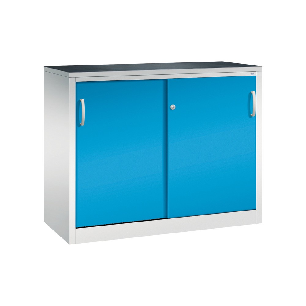 Armoire d’appoint d’atelier C+P avec 1 tablette, H x l x P 1 000 x 1 200 x 500 mm, gris clair, bleu clair