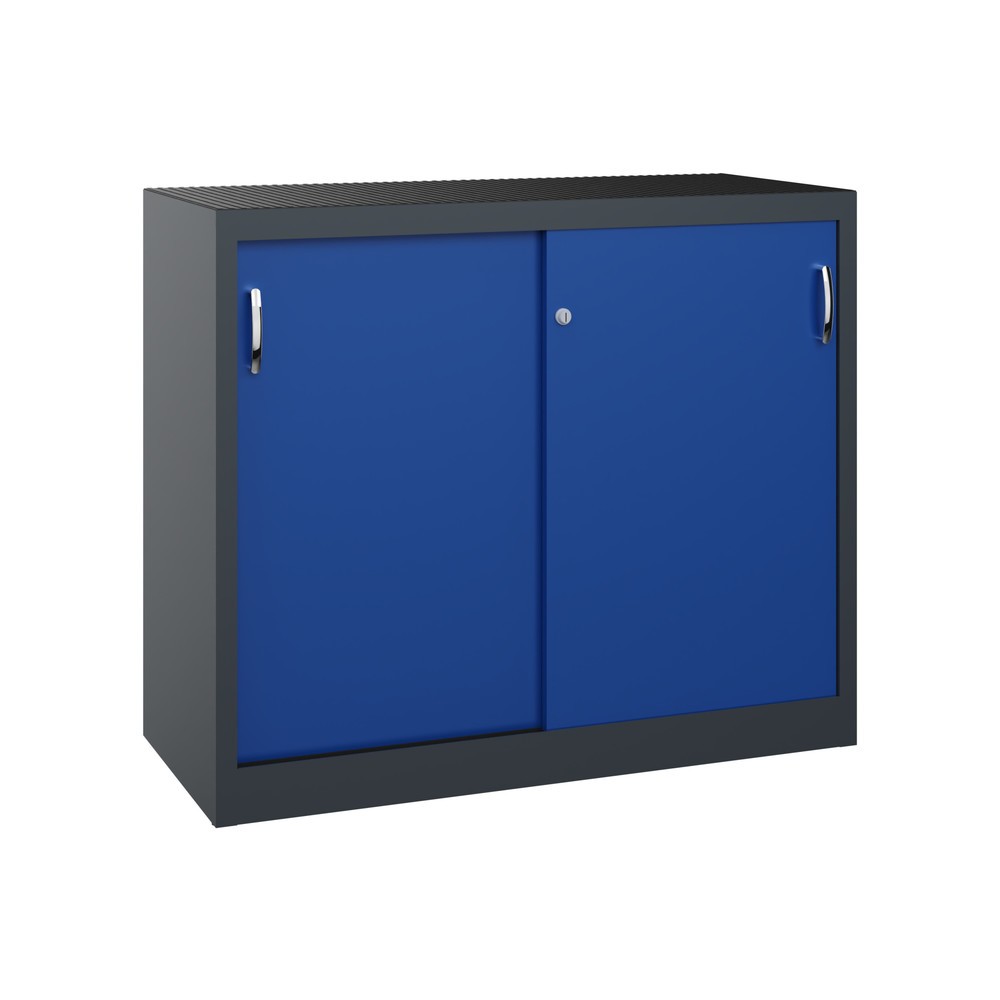 Armoire d’appoint d’atelier C+P avec 1 tablette, H x l x P 1 000 x 1 200 x 500 mm, gris anthracite, bleu gentiane