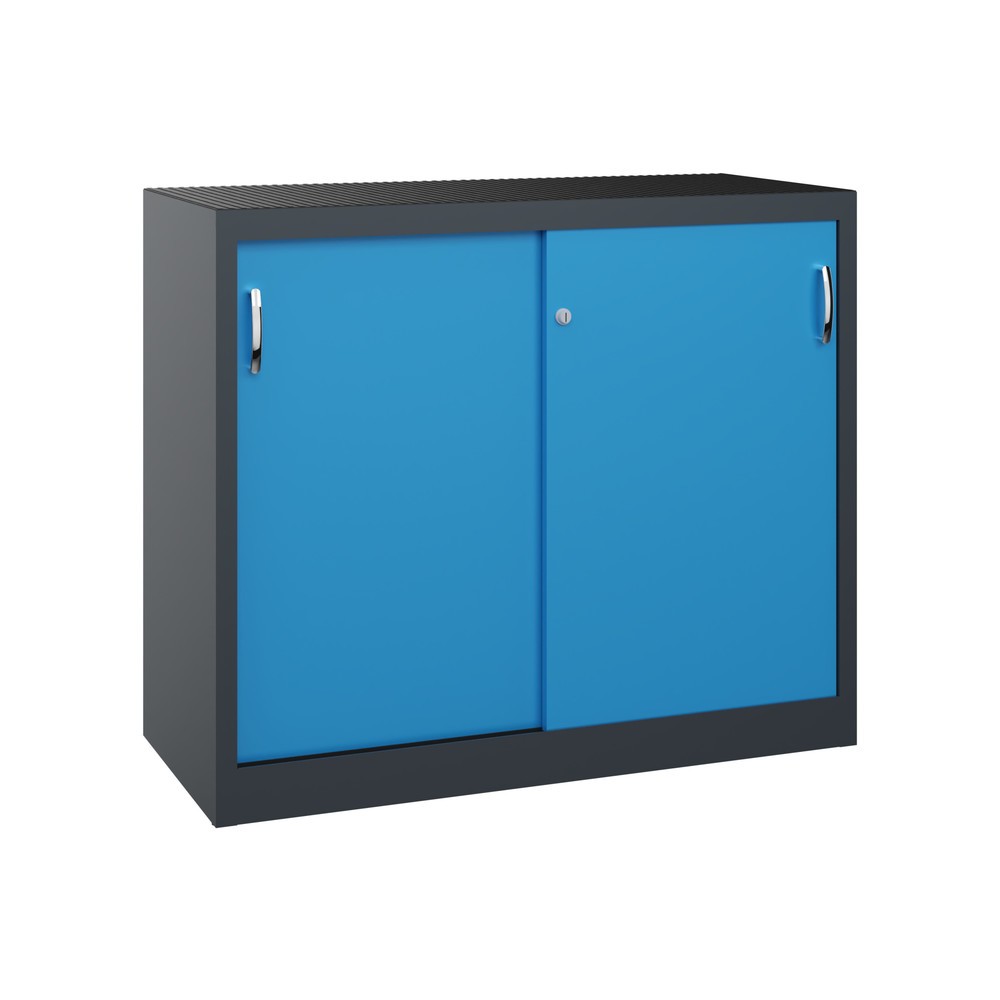 Armoire d’appoint d’atelier C+P avec 1 tablette, H x l x P 1 000 x 1 200 x 500 mm, gris anthracite, bleu clair