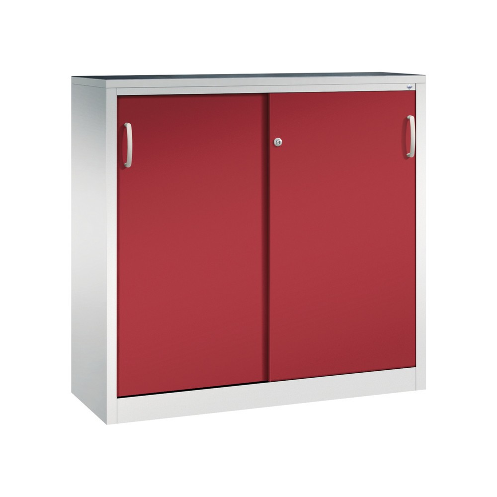 Armoire d’appoint d’atelier C+P avec 2 tablettes, H x l x P 1 200 x 1 200 x 400 mm, gris clair, rouge rubis