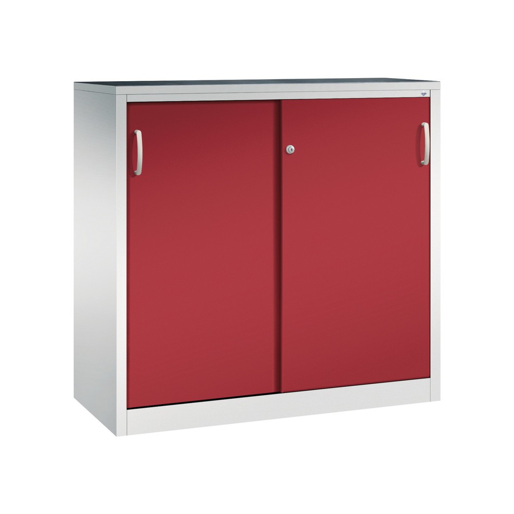 Armoire d’appoint d’atelier C+P avec 2 tablettes, H x l x P 1 200 x 1 200 x 500 mm, gris clair, rouge rubis