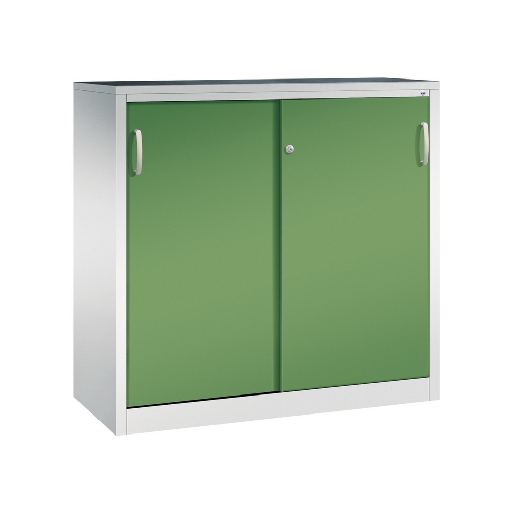 Armoire d’appoint d’atelier C+P avec 2 tablettes, H x l x P 1 200 x 1 200 x 500 mm, gris clair, vert réséda