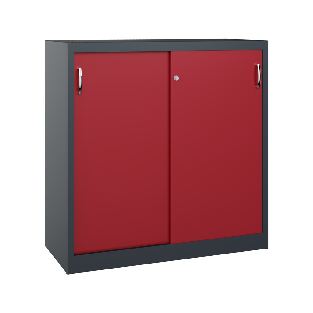 Armoire d’appoint d’atelier C+P avec 2 tablettes, H x l x P 1 200 x 1 200 x 500 mm, gris anthracite, rouge rubis