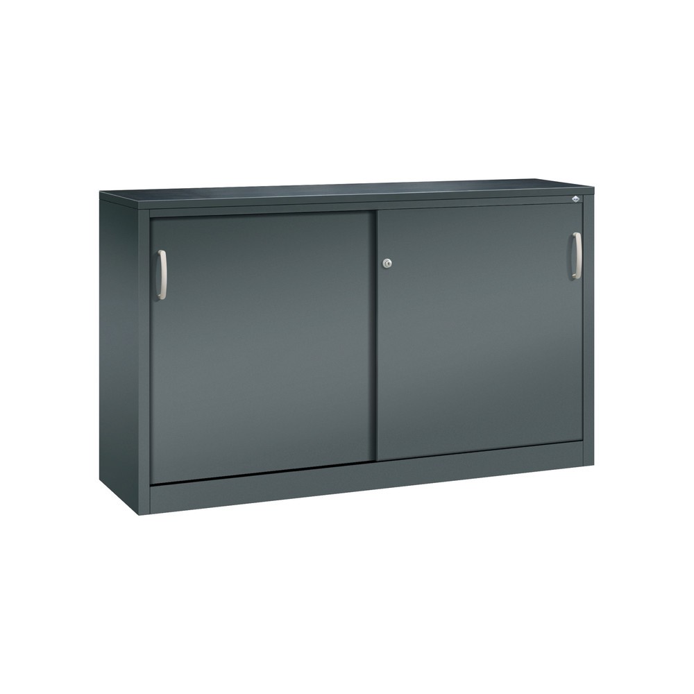 Armoire d’appoint d’atelier C+P avec 2 tablettes, H x l x P 1 000 x 1 600 x 400 mm, cloison de séparation, gris anthracite, gris anthracite