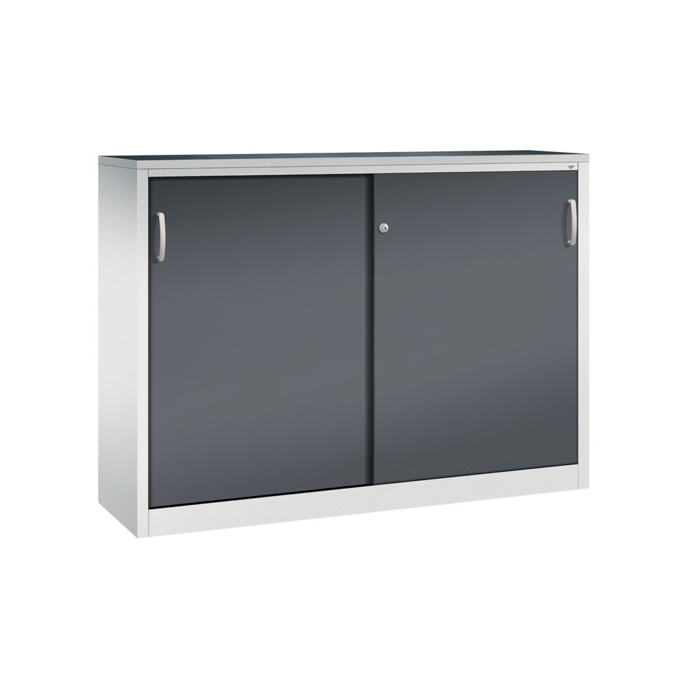 Armoire d’appoint d’atelier C+P avec 4 tablettes, H x l x P 1 200 x 1 600 x 400 mm, cloison de séparation, gris clair, gris noir