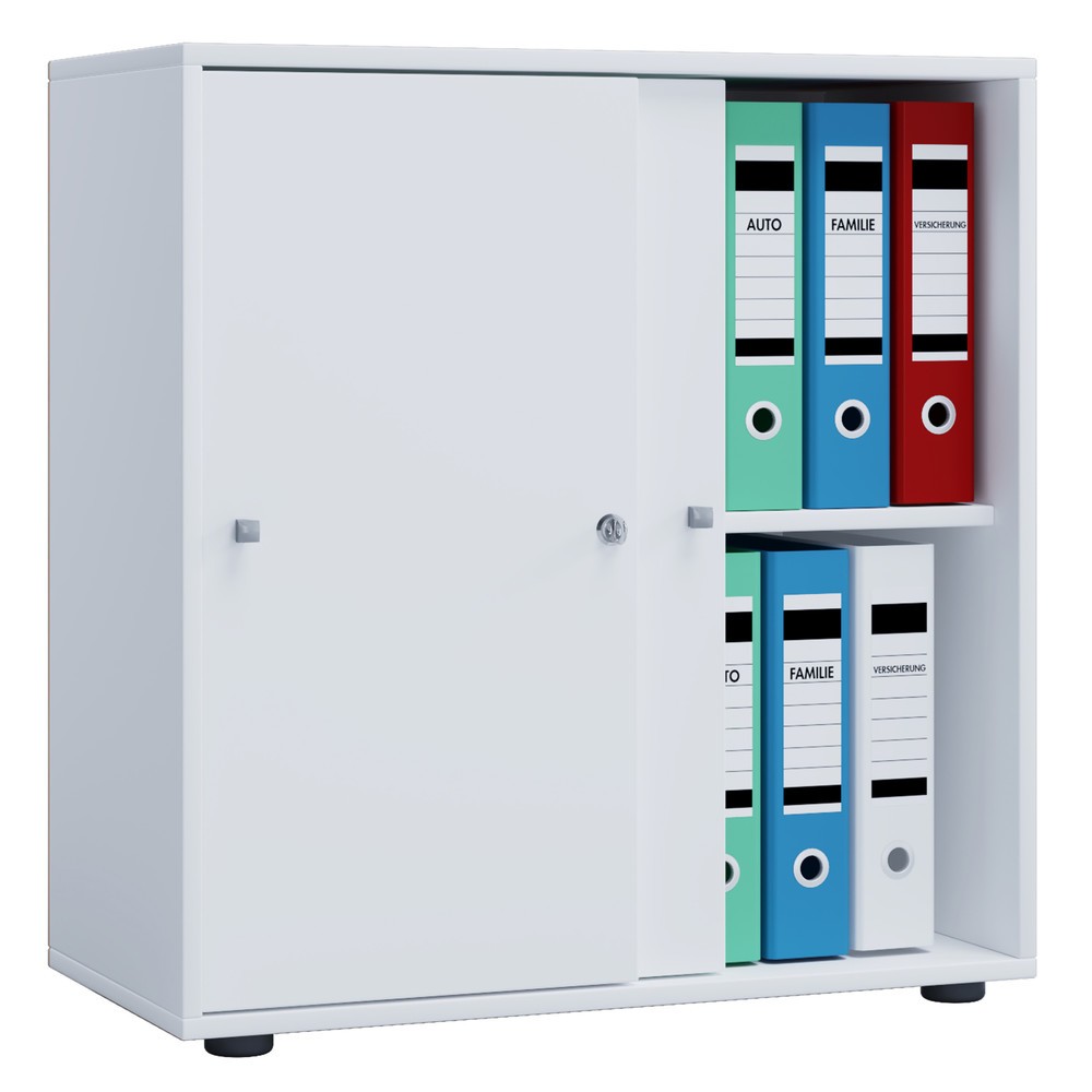 Lona Armoire de bureau avec portes coulissantes, 2 compartiments, HxlxP 740 x 700 x 400 mm, blanc