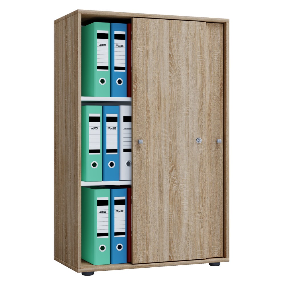 Armoire de bureau Lona avec portes coulissantes, 3 compartiments