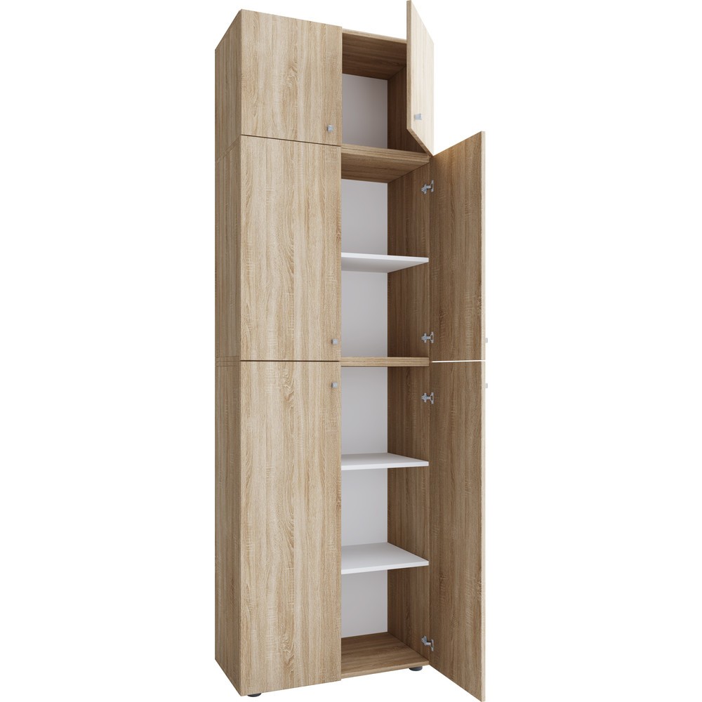 Armoire de bureau Lona XXL portes battantes, avec rehausse, chêne Sonoma