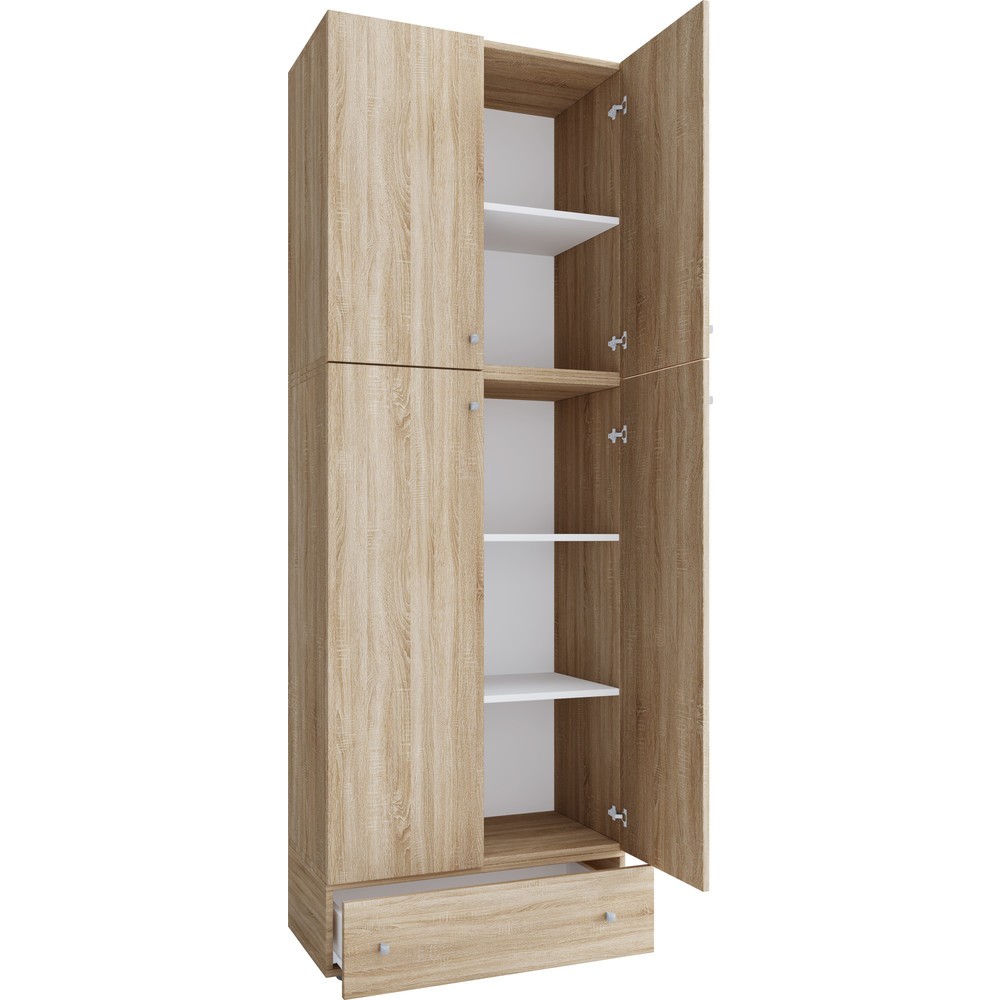 Armoire de bureau Lona XXL portes battantes, avec tiroir, chêne Sonoma