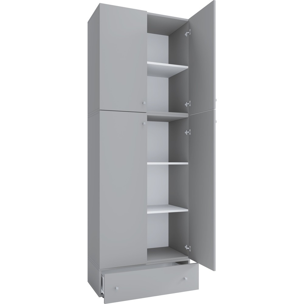 Armoire de bureau Lona XXL portes battantes, avec tiroir, gris