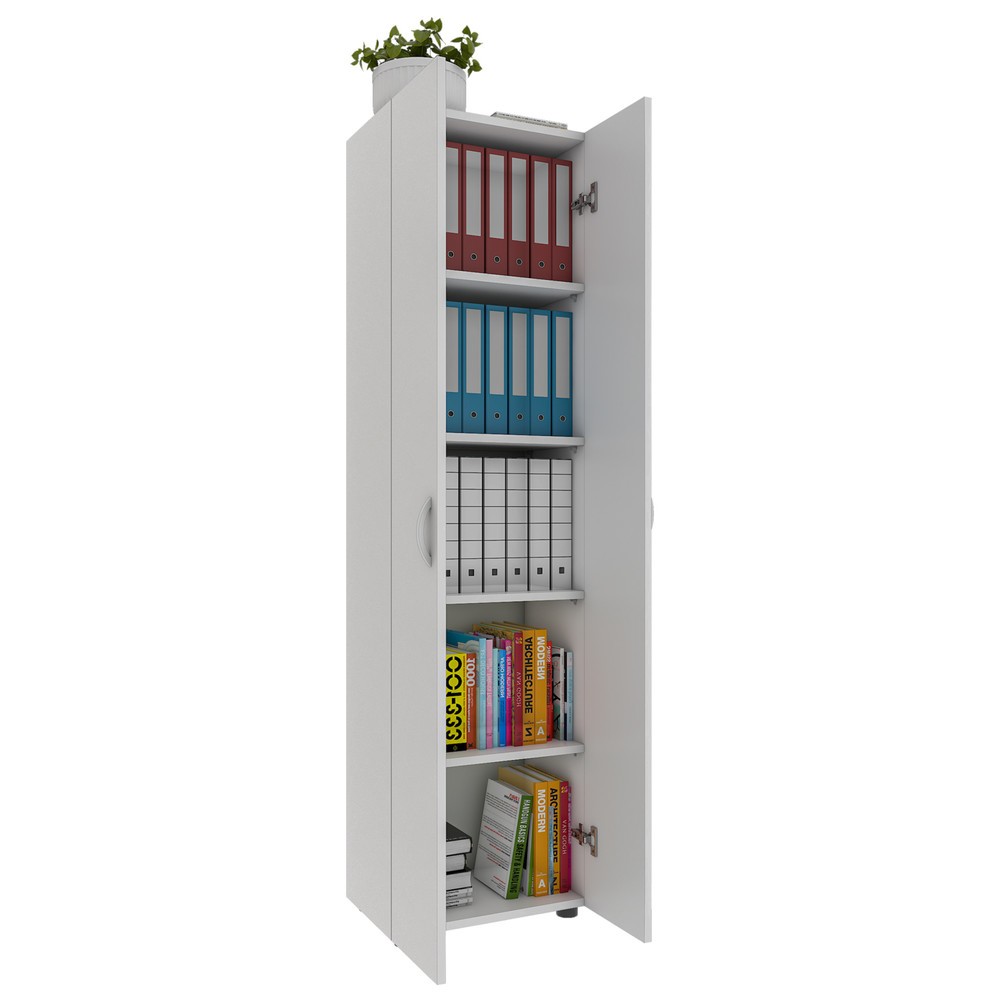 Armoire de bureau Ulas-XL 5 compartiments, blanc