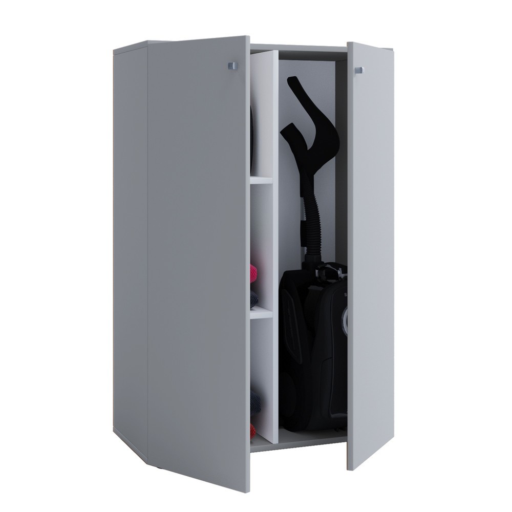 Armoire de ménage Lona Mini avec portes, grise