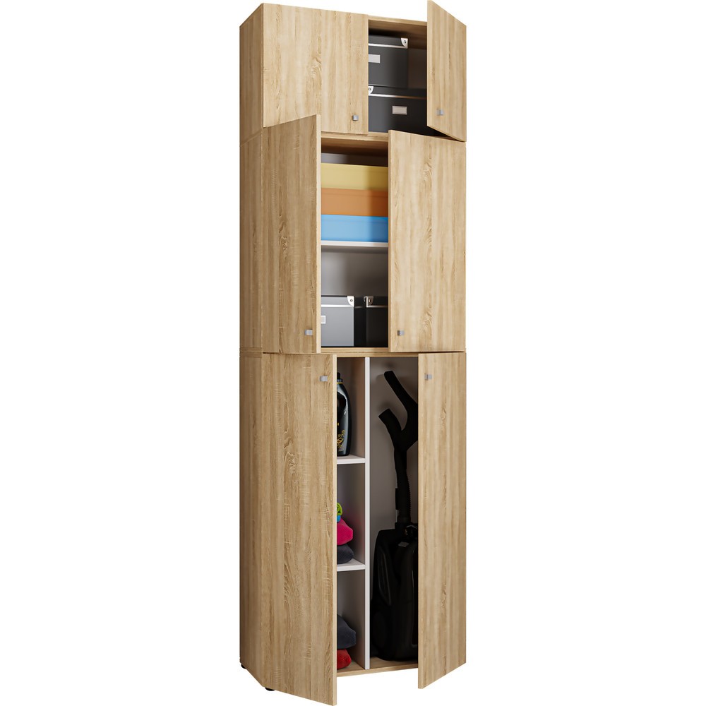 Armoire de ménage Lona XXL portes battantes, avec rehausse, chêne Sonoma