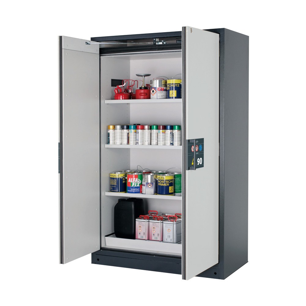 Armoire de sécurité asecos® Q-PEGASUS/Type 90, 3 tablettes, HxlxP 1 953 x 1 193 x 615 mm, gris clair