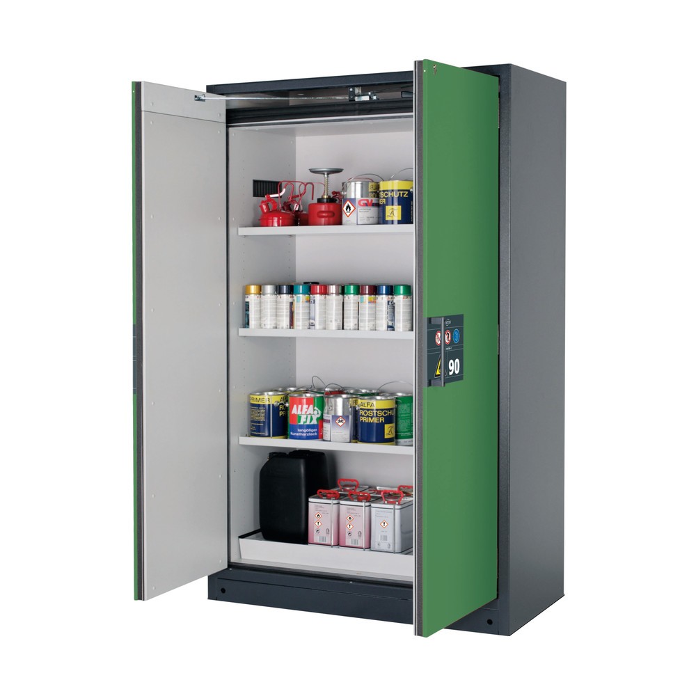 Armoire de sécurité asecos® Q-PEGASUS/Type 90, 3 tablettes, HxlxP 1 953 x 1 193 x 615 mm, vert réséda