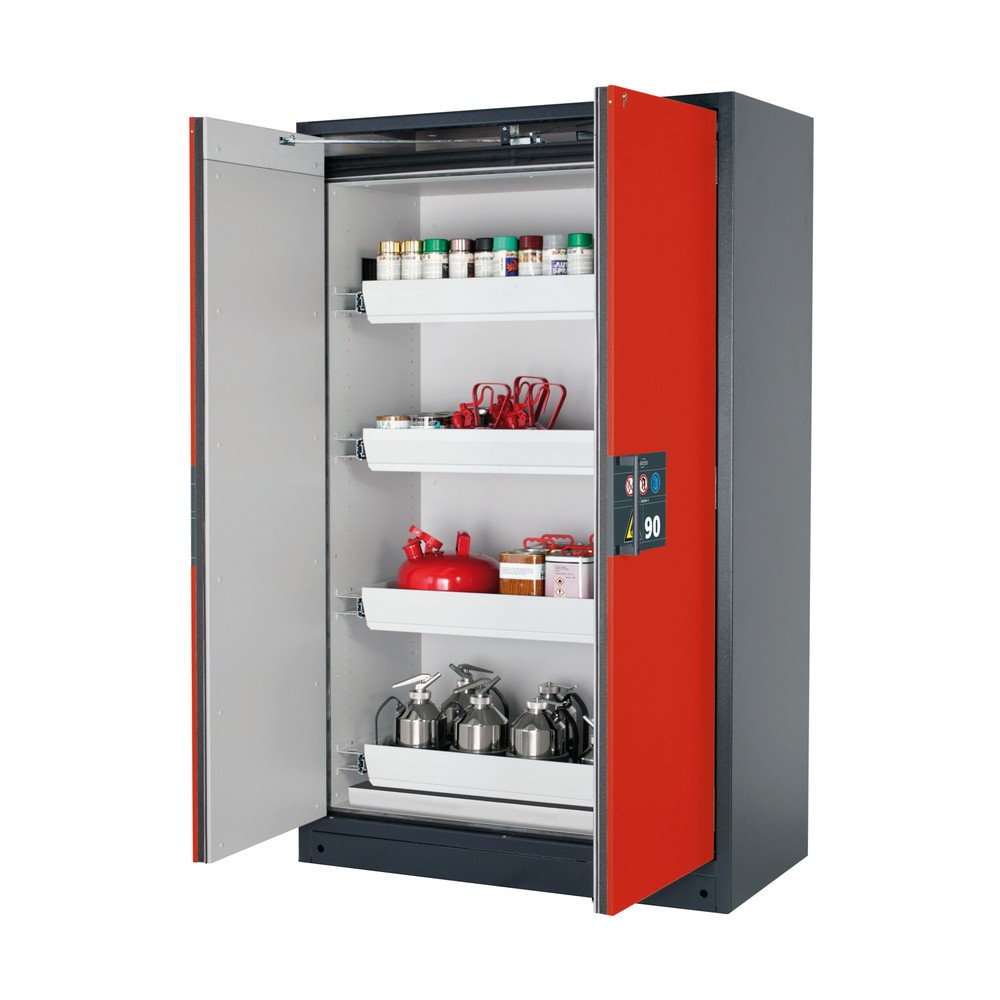 Armoire de sécurité asecos® Q-PEGASUS/Type 90, 4 cuves extractibles, HxlxP 1 953 x 1 193 x 615 mm, rouge signalisation