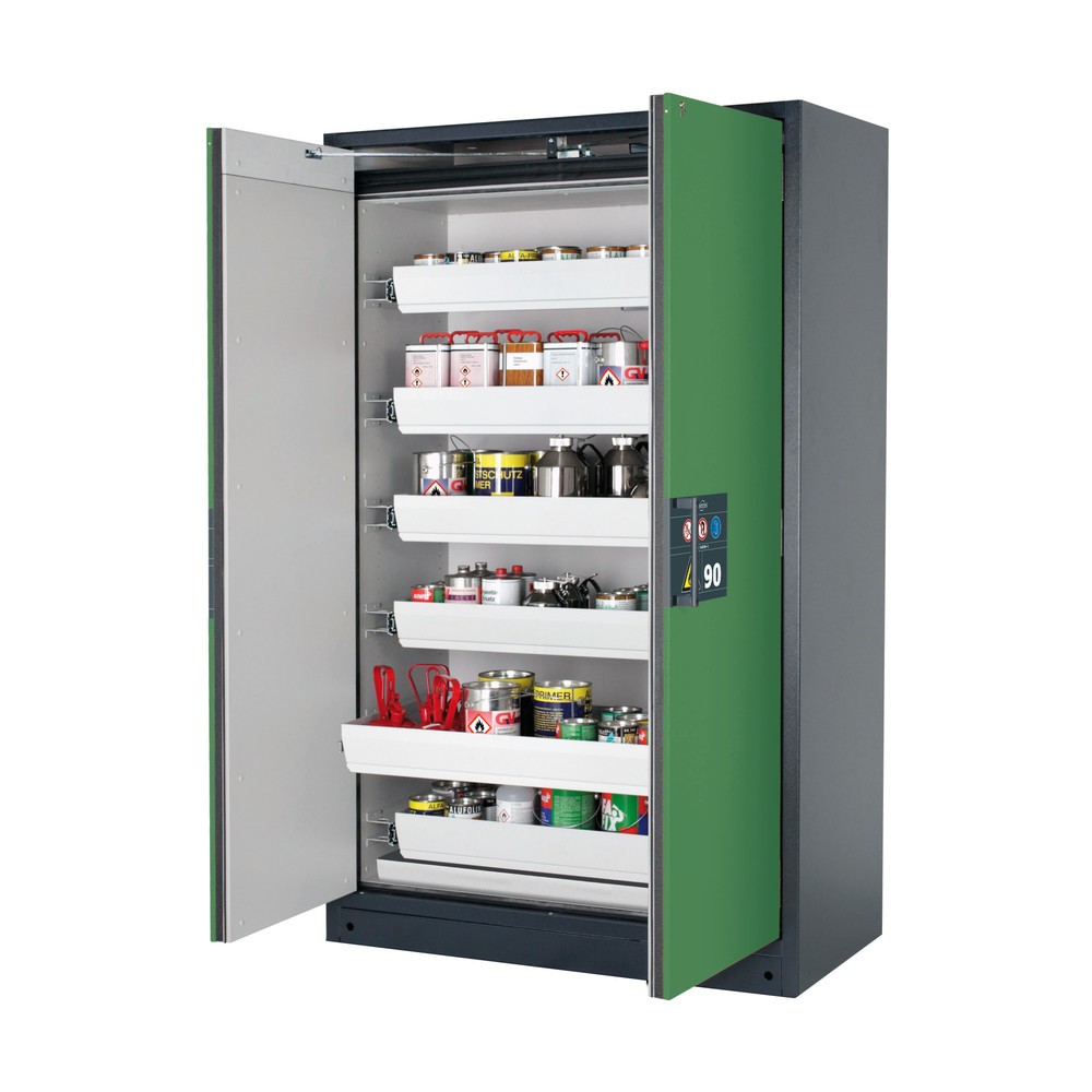 Armoire de sécurité asecos® Q-PEGASUS/Type 90, 6 cuves extractibles, HxlxP 1 953 x 1 193 x 615 mm, vert réséda