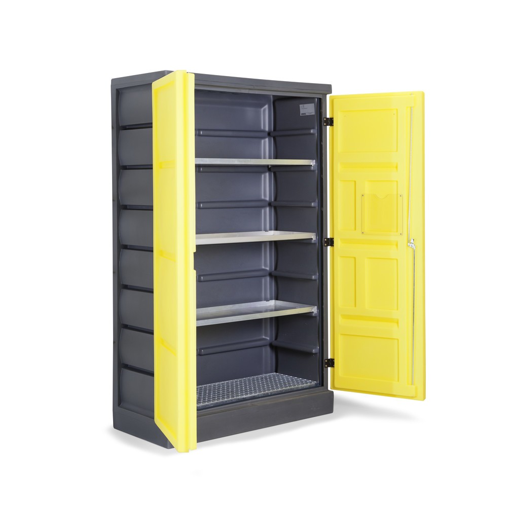 Armoire écologique en PE, HxlxP 1 990 x 1 225 x 640 mm, 3 plateaux + 1 grille en acier inoxydable