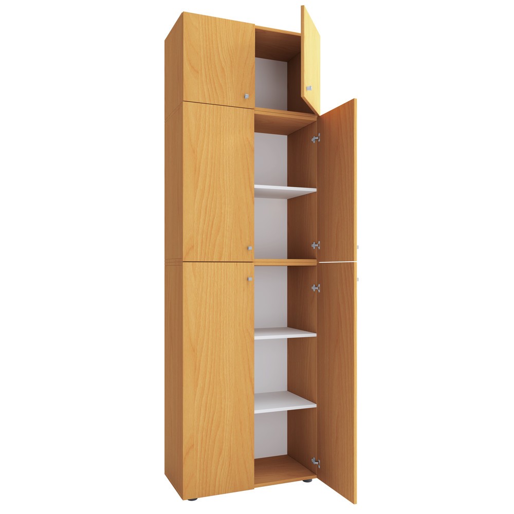 Armoire Lona XXL portes battantes, avec rehausse, hêtre