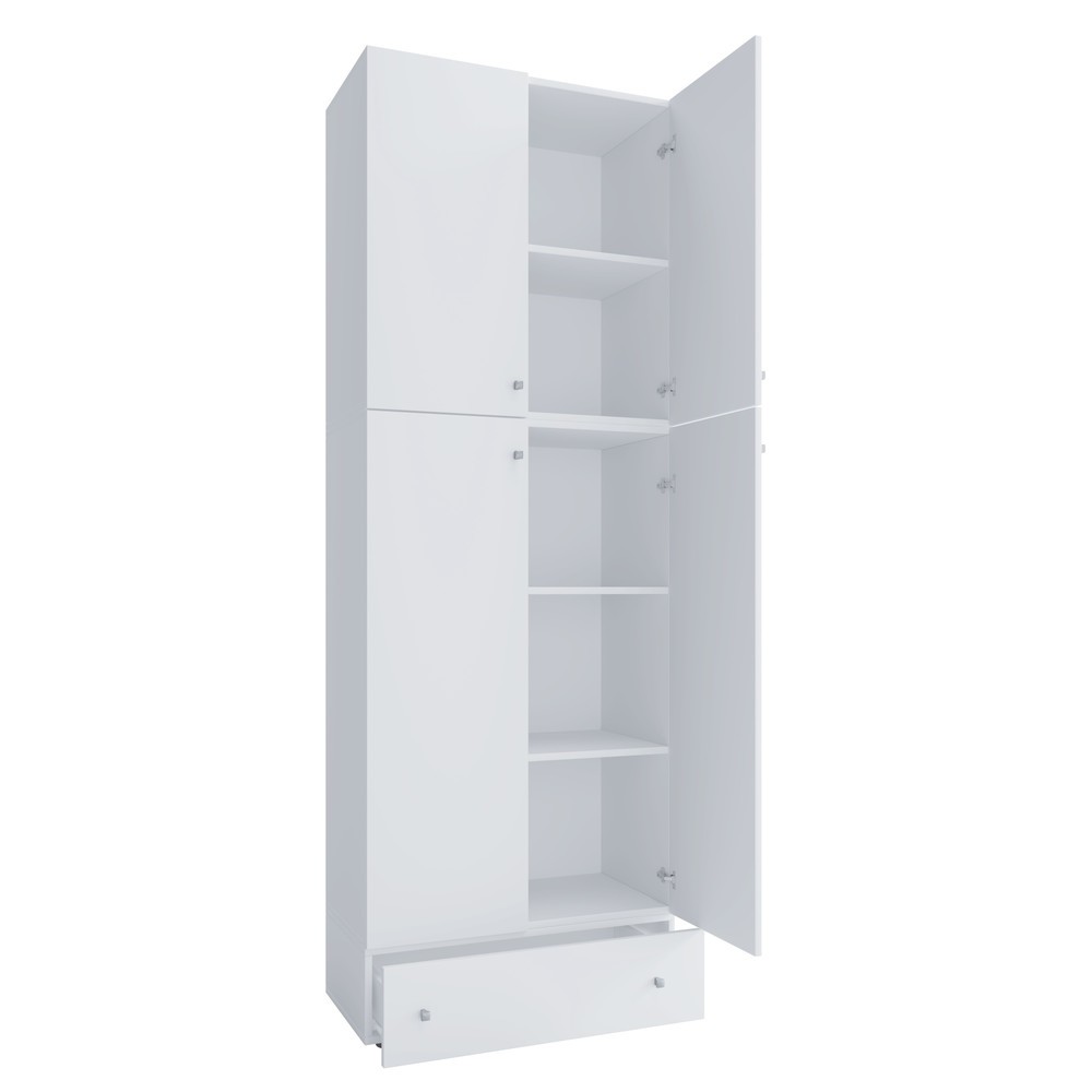 Armoire Lona XXL portes battantes, avec tiroir, blanc