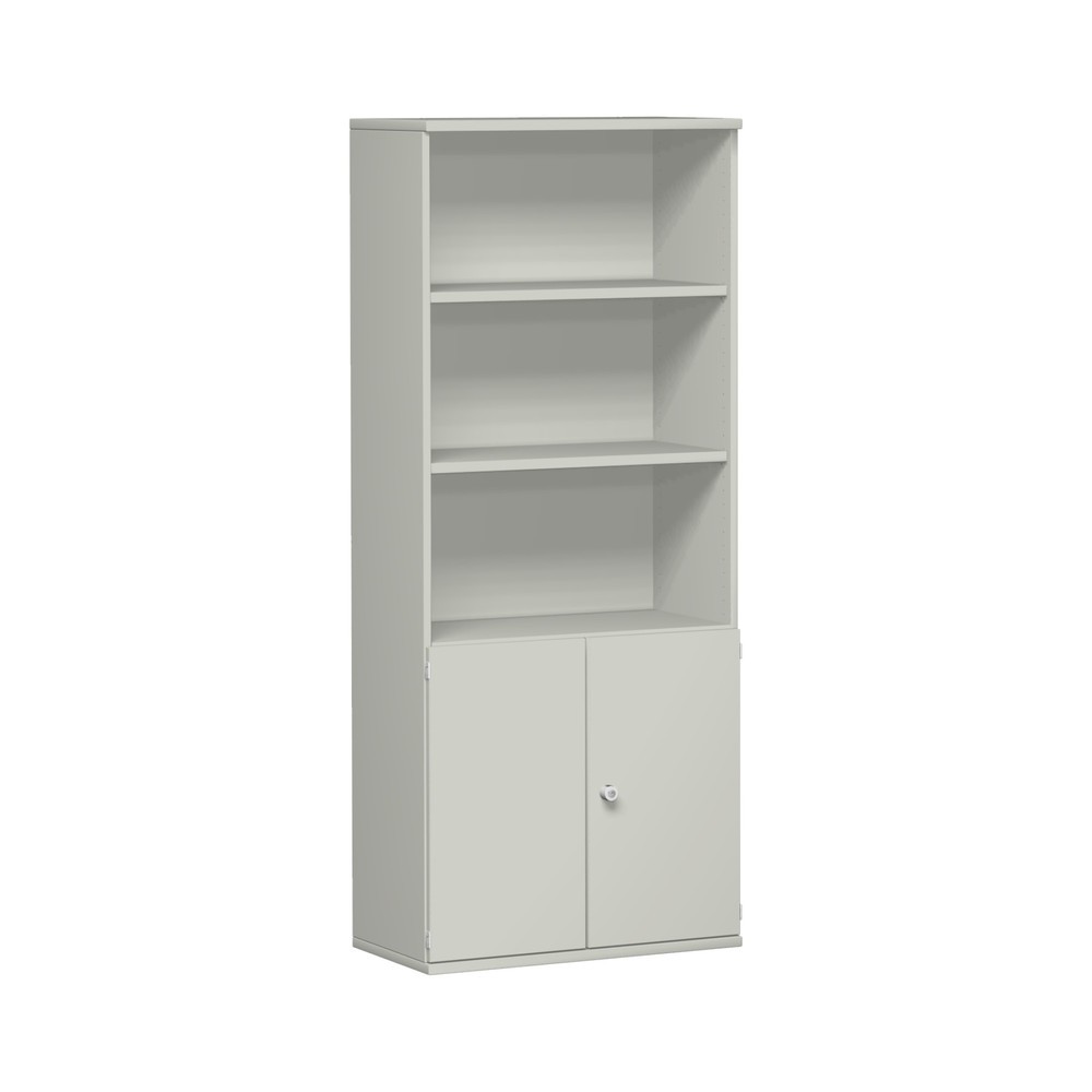 Armoire modulaire Profi avec portes en bois, 5 hauteurs de classeurs, gris clair